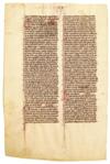 MANUSCRIPT LEAVES   ANIMAL SACRIFICE.  Vellum leaf from Vulgate manuscript with historiated initial V in Leviticus 1:1. Paris, ca. 1250